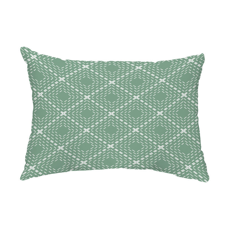 Dots And Dashes Geometric Outdoor Reversible Throw Pillow, Green