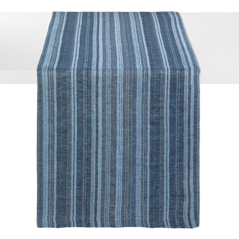 Midas Striped Table Runnner, Denim
