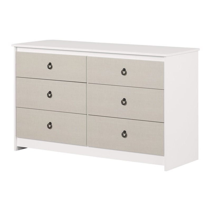 Plenny White and Blue 6-Drawer Double Dresser