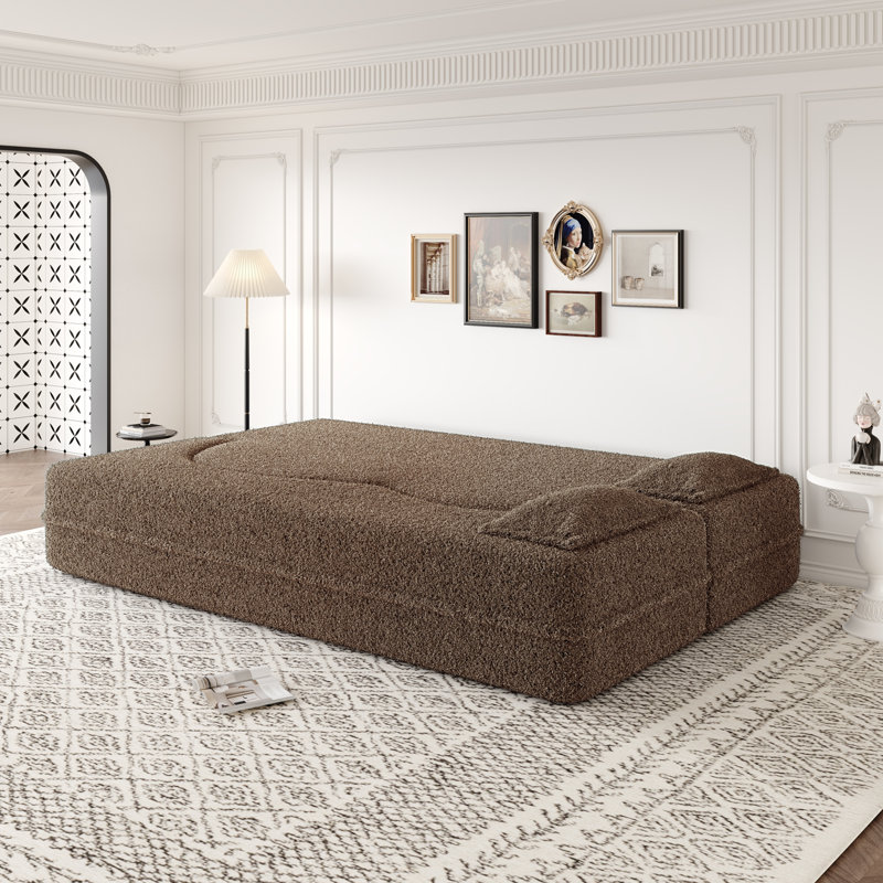 Canapé moderne avec 2 coussins, canapé-lit convertible rembourré de mousse, matelas pliant pour le salon, lit d'invité
