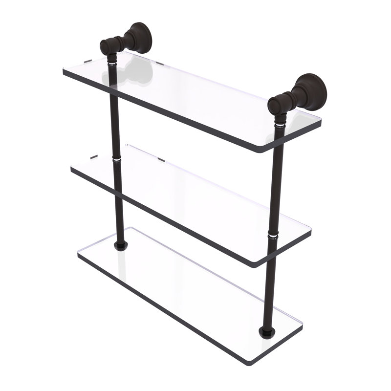 Freyja 3 Piece Glass with Towel Bar, 16" H x 16" W x 5.54" D, Oil Rubbed Bronze