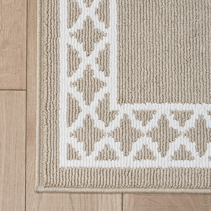 Nautica Collin Border Machine Washable All Loop Tufted Rugs 1-Piece, Runner 2'6" x 10'