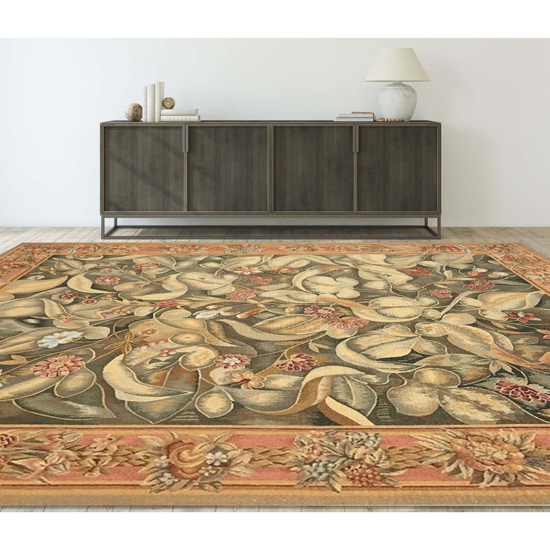 Hand-Knotted High-Quality Red and Gray Area Rug