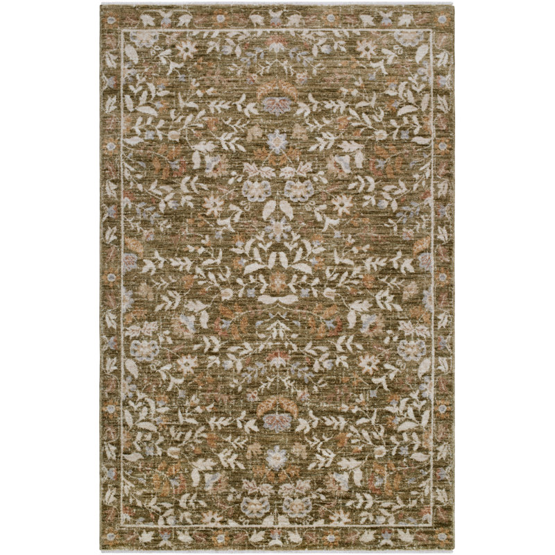 Tapis tissé à la machine Francisco, Olive, ivoire, brun clair, brun, brun clair, Rectangle 7'10" x 10'