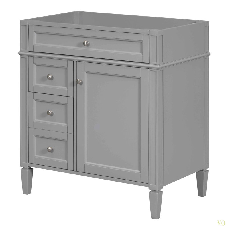 Meuble-lavabo de salle de bain de 30 po sans lavabo supérieur, armoire de rangement moderne avec 2 tiroirs et un tiroir rabattable (BASSIN INCLUS)