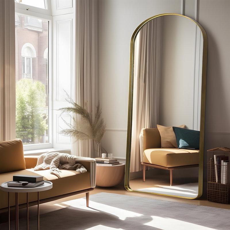 Arsalaan Leaning Mirror, 71" x 31", Gold