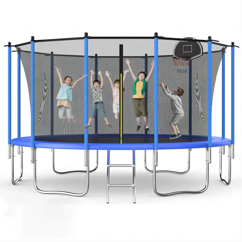 SENCHO GINSYTALIOR 14FT Round Backyard Trampoline with Safety Enclosure