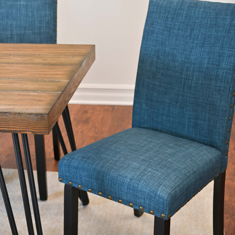 Ensemble de salle à manger 5 pièces, table à manger en épingle à cheveux avec 4 chaises, Bleu