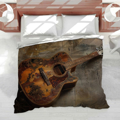 Guitare, literie, édredon, musique, instrument vieilli