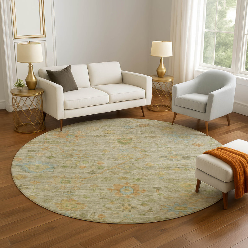 Premium Machine Washable Mayfield AMF1930 Global Rug, Round 8'