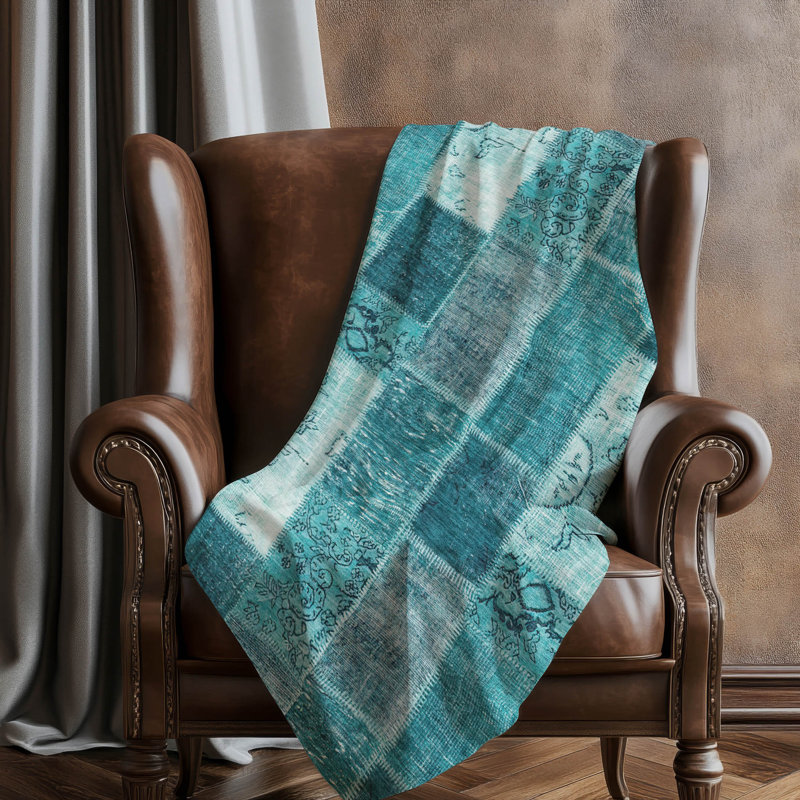 Jeté patchwork Addison Sherpa ASB631, Sarcelle