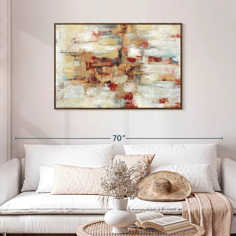 Old Bridge Reminiscence - rouge, Cadre flottant noyer, 43 po x 29 po