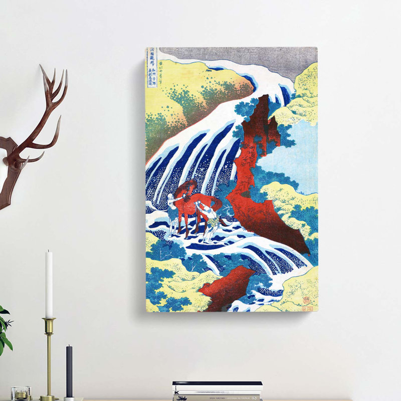 Yoshitsune Falls by Katsushika Hokusai - Wrapped Canvas, 60cm H x 40cm W x 3cm D