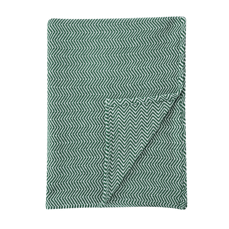 Couverture 100% coton à chevrons teints, Double / Grand, Vert