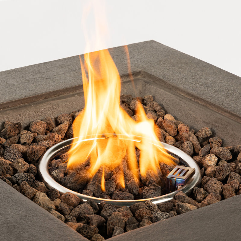 Table de foyer d'extérieur au propane avec foyer en béton imitation pierre de 28 pouces avec pierres de lave et housse de pluie Foyer sans gaz 40 000 BTU