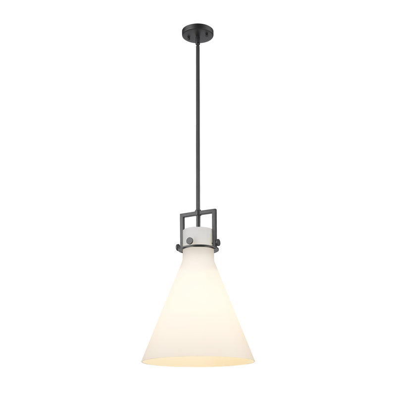 Luminaire suspendu avec tige 30 po Coterie, H 19,13 po x l 14 po x P 14 po, Blanc mat, Noir mat