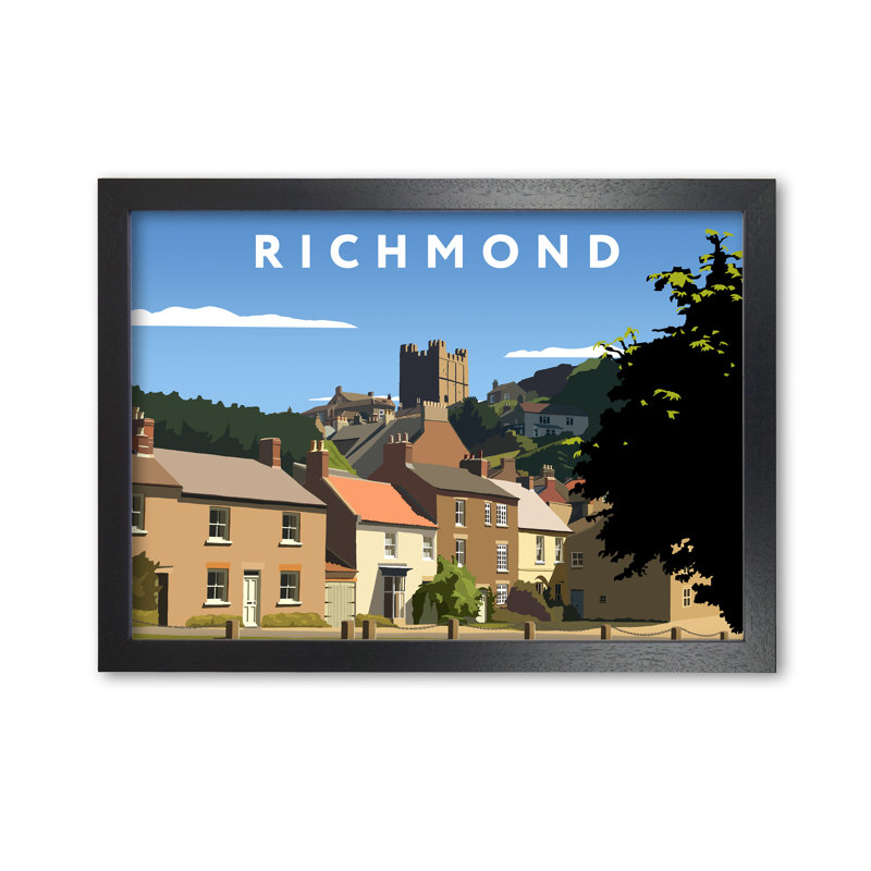 Richmond Town by Richard O'Neill - Single Picture Frame Print, 21 cm H x 297 cm W, Black