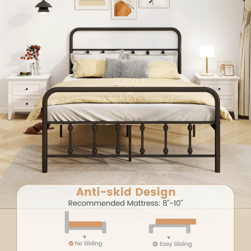 Bed Frame With Headboard Under Bed Storage No Box Spring Needed Black, Full