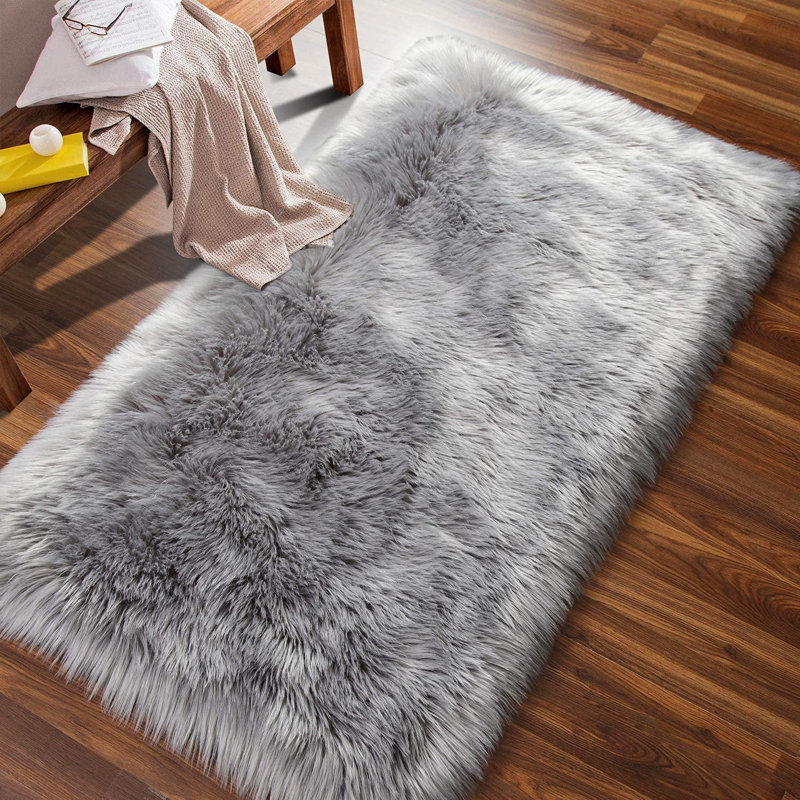 Levata Faux Sheepskin Indoor Rug, Rectangle 2' x 6'