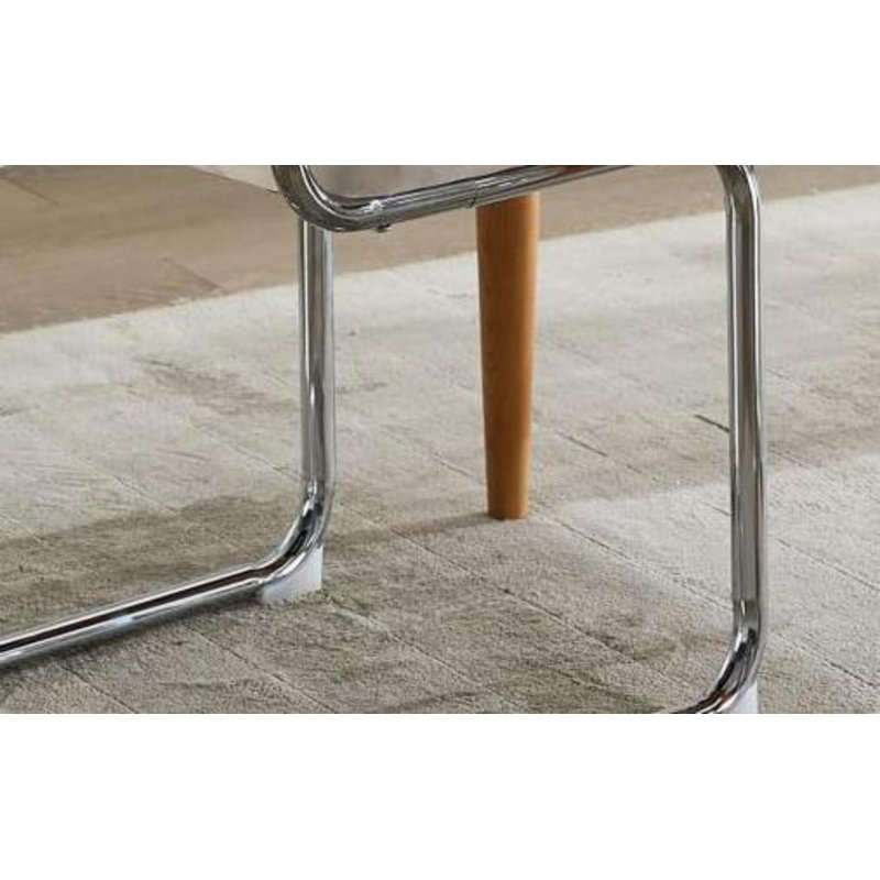 Ensemble de 2 chaises de salle à manger Modern Velvet, dossier en rotin et base chromée, beige, Velours beige