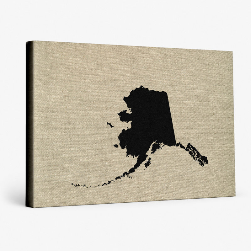 Alaska State Silhouette - Paysage, art mural sur toile, 18" W x 12" H