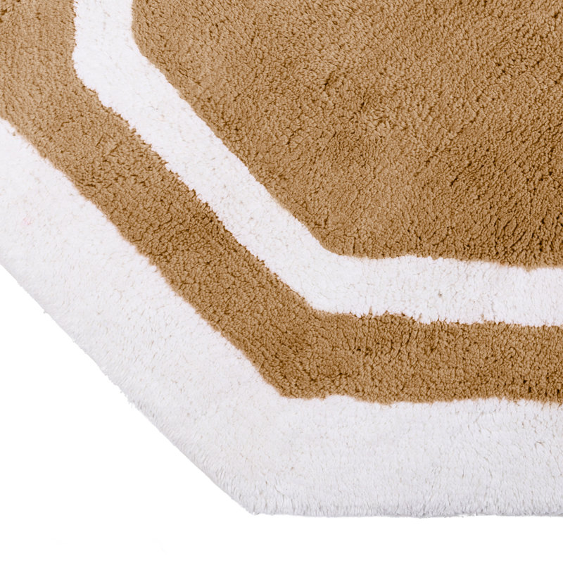 Tapis de bain 100% coton Ipke, Blanc / centre taupe