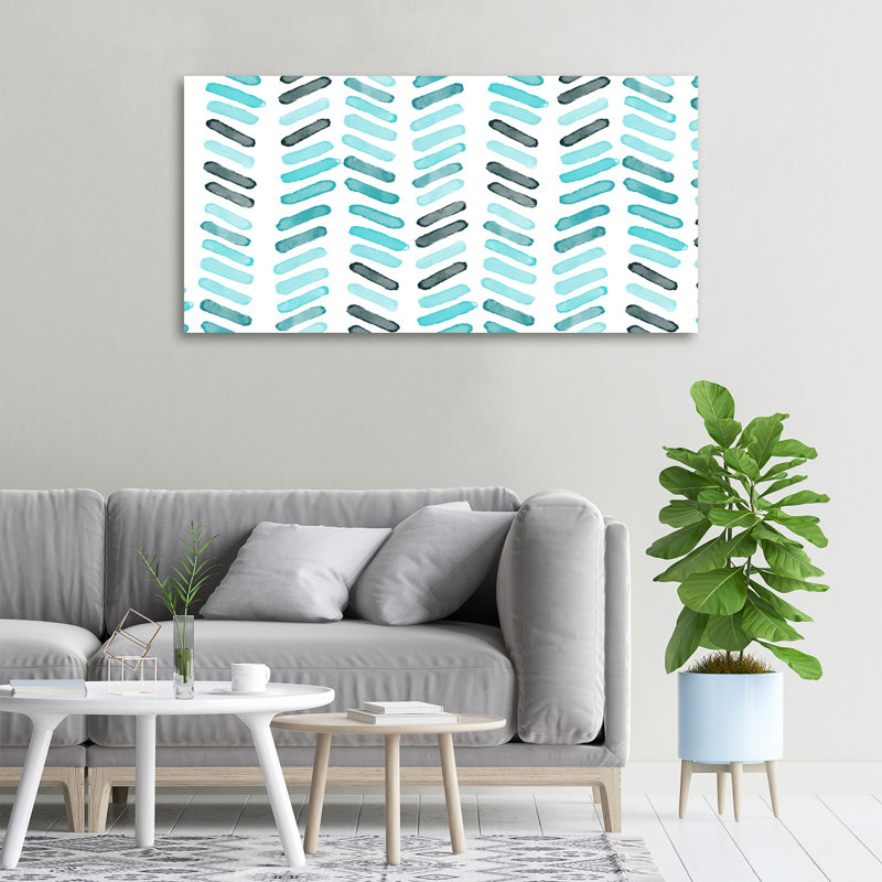 Blue Herringbone - Wrapped Canvas Print