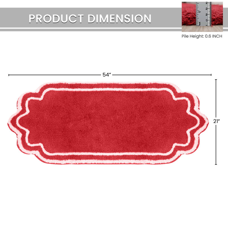 Tapis pour salle de bain Dobrinka, Rouge, 21 po x 54 po (rectangle)