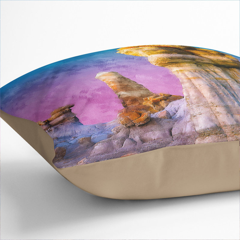 The Badlands in New Mexico Painting Scatter Cushion, Stone, 40cm H x 40cm W x 15cm D