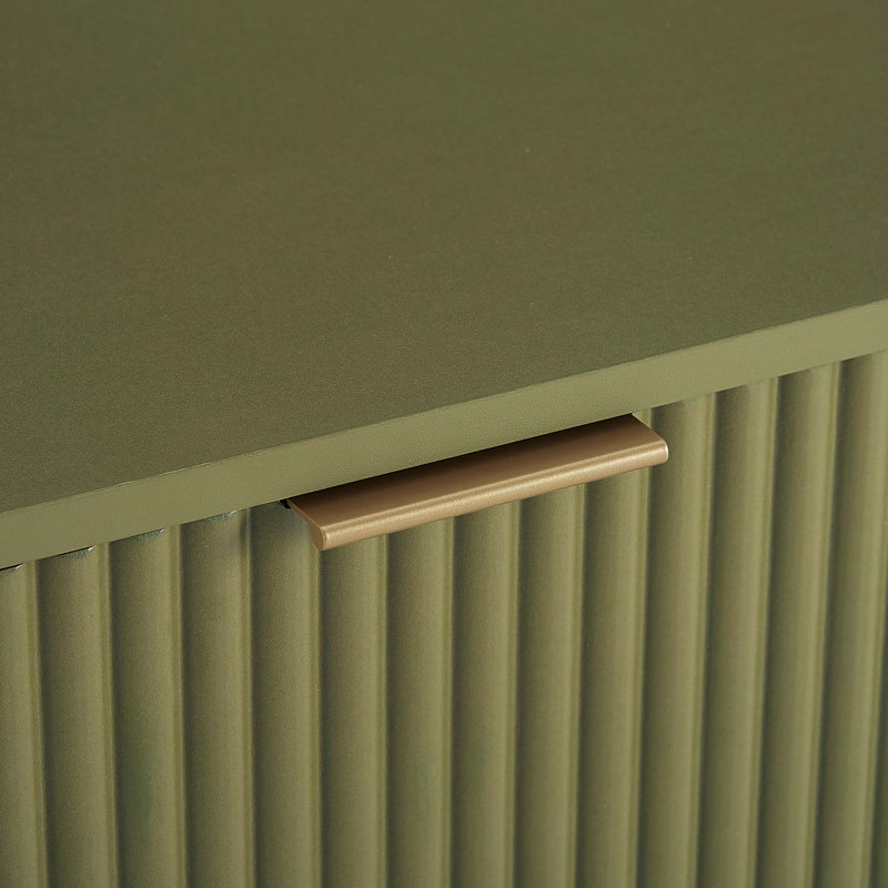 Dumbo 20" Fluted Nightstand In Olive Green  (Only Nightstand), Olive Green/Gold