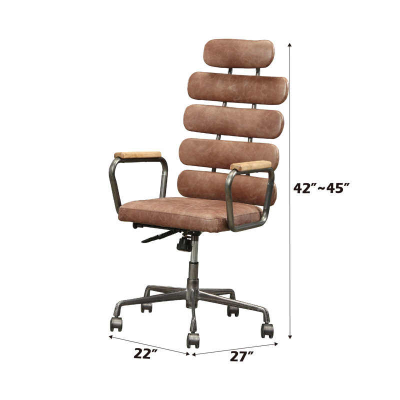 Chaise de bureau en cuir Grain, Gold