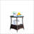 Stylish Round Wicker Coffee Table With Clear Tempered Glass Top For Outdoor Patio Use