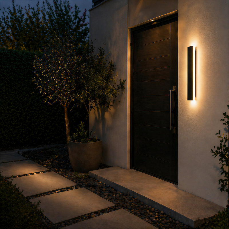 Linear Black Dimmable Outdoor Led Wall Light With Back Plate, 23.6"H x 3.14" W x 1.78" D