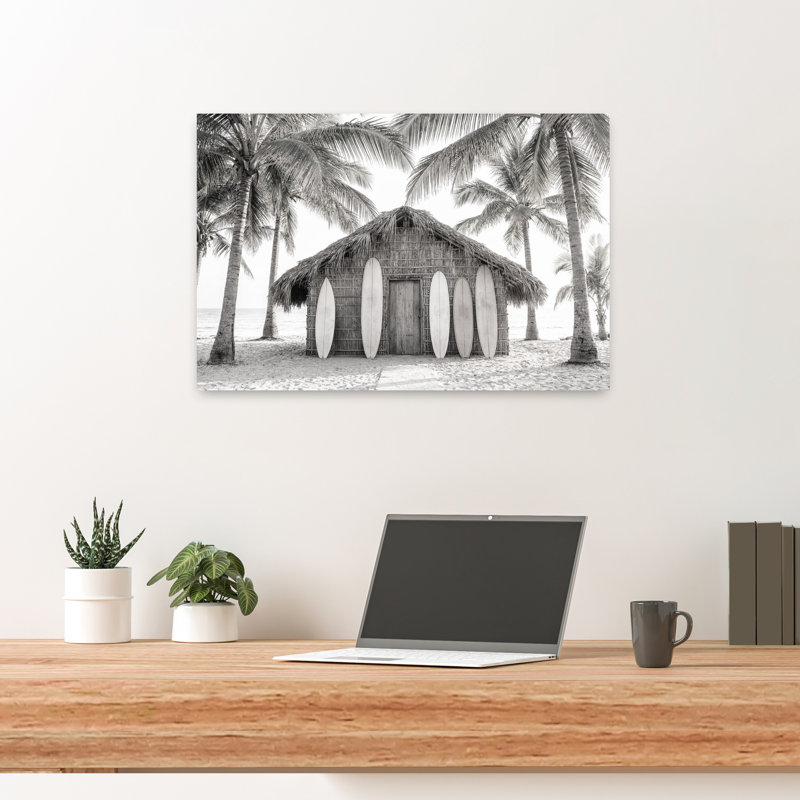 Art mural contemporain plage Hutbw, H 24 po x l 16 po