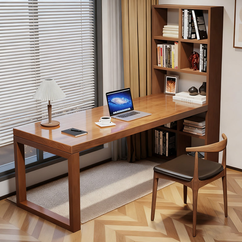 Bureau rectangulaire en bois massif noyer clair, H 29,53 po x l 62,99 po x P 23,62 po