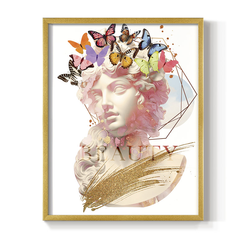 «Greek Goddess II», reproduction encadrée - bois massif, H 21 po x l 17 po, Or