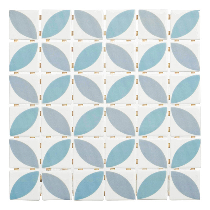 Motivo 2 po x 2 po Carrelage mural mosaïque en verre à motif floral, Koelle
