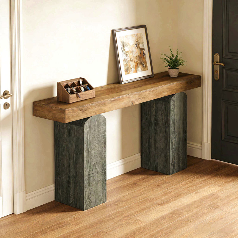 Table d'appoint, console, table de vestibule, Brun, Gris