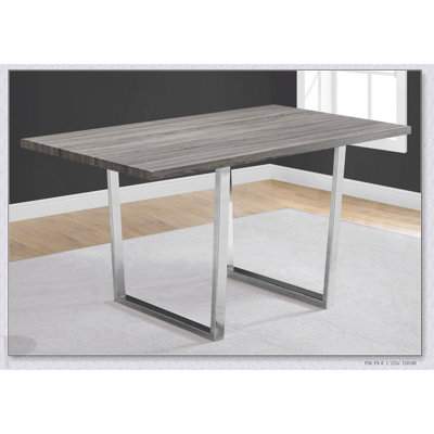 Stylish Rectangular Dining Table With Chrome Metal Base, For Modern Kitchens And Dining Rooms