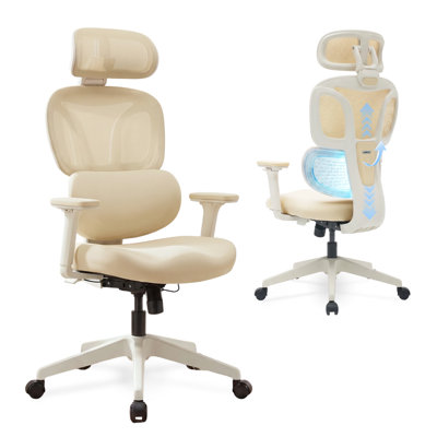 Ergonomic Mesh Office Chair with Footrest & Adjustable Headrest – High Back Reclining Desk Chair with Lumbar Support for Home Office