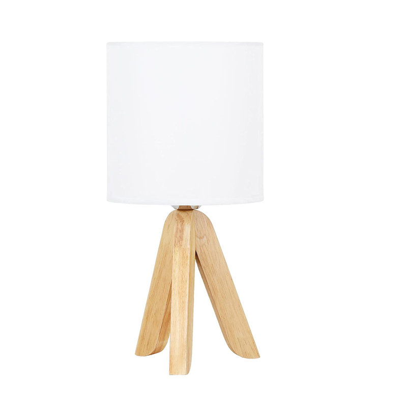 Lampe de table en bois avec abat-jour en tissu, Blanc