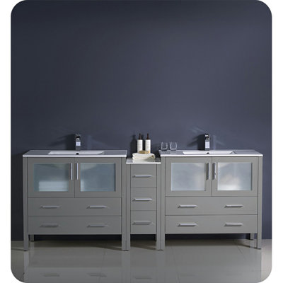 Fresca Torino 84"" Free-Standing Double Sink Bathroom Vanity Base Only -  FCB62-361236GR