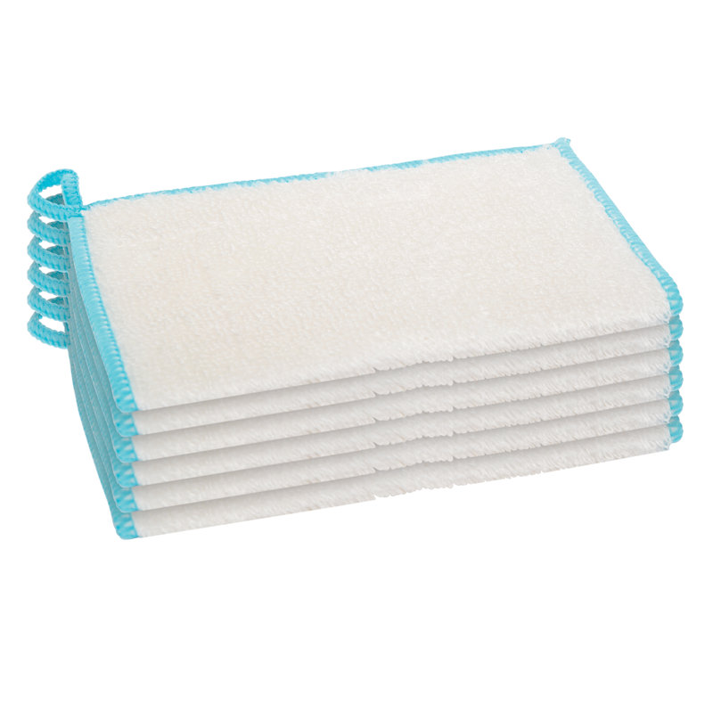 Set of 6 Kitchen Cloths Solid, White/Blue