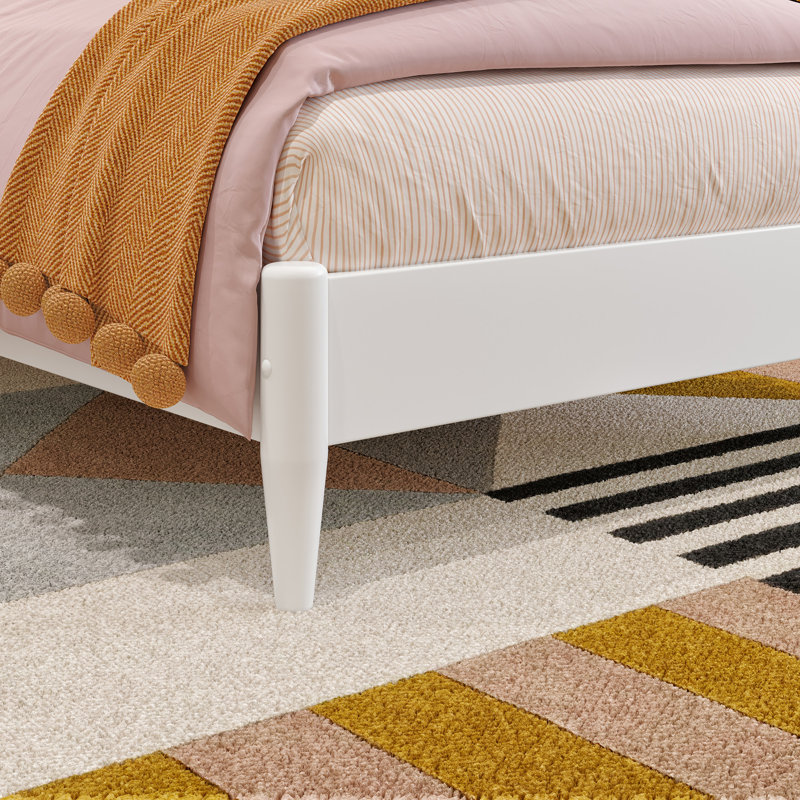 Ambrey Solid Wood Low Profile Sleigh Platform Bed with Matching Footboard, Twin, White
