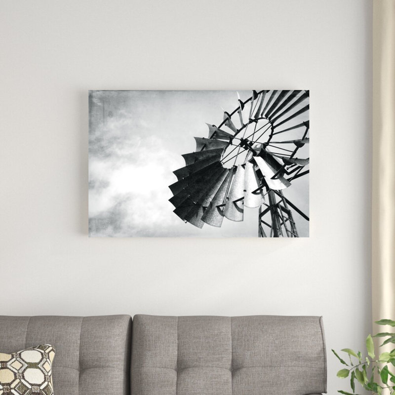 " Black And White Windmill ", 24" H x 36" W