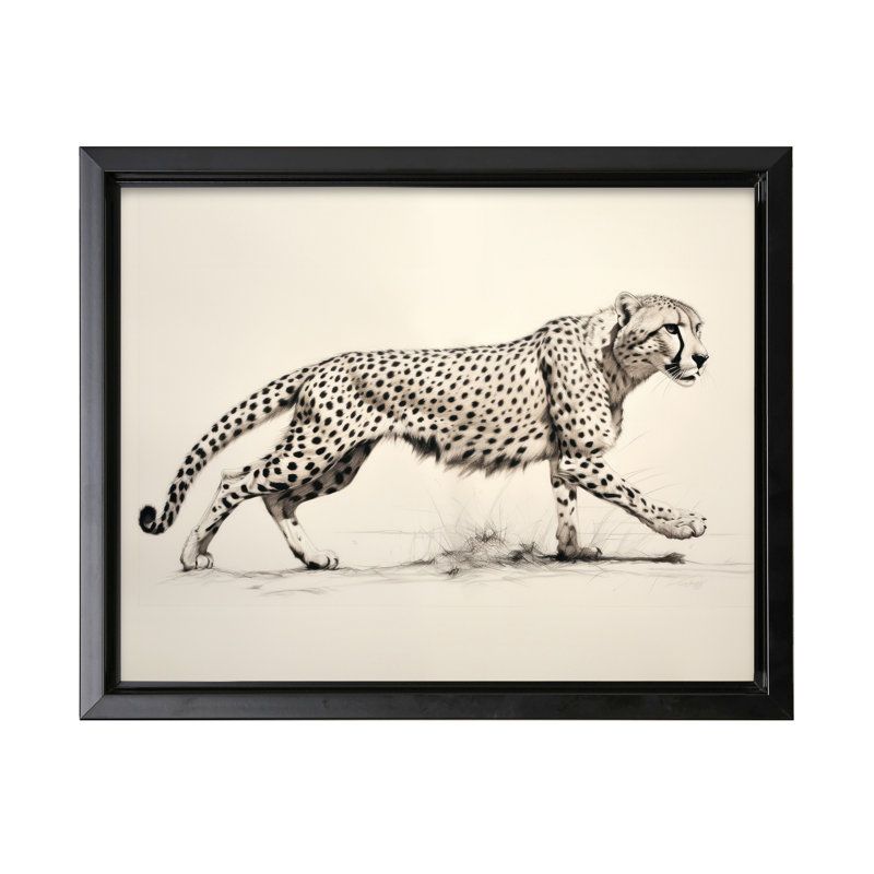 Guépard enjambant, Black Framed, Canvas, 16"H x 20"W