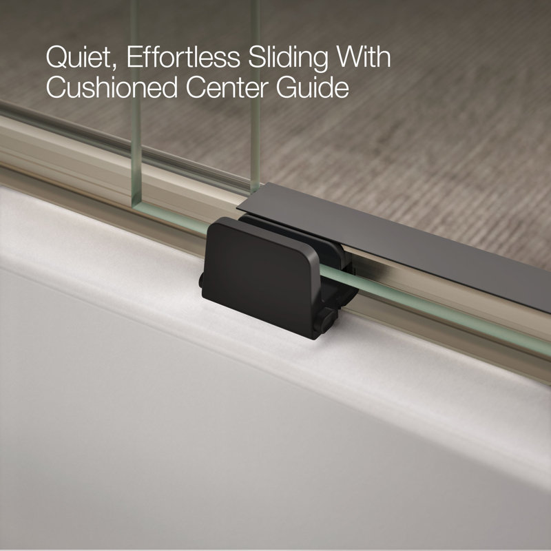 Composed 62 In. H Sliding Bath Door With 3/8 In. - Thick Glass, Nickel