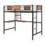 Twin Metal Loft Bed With Desk And Shelve,Black-1077451925