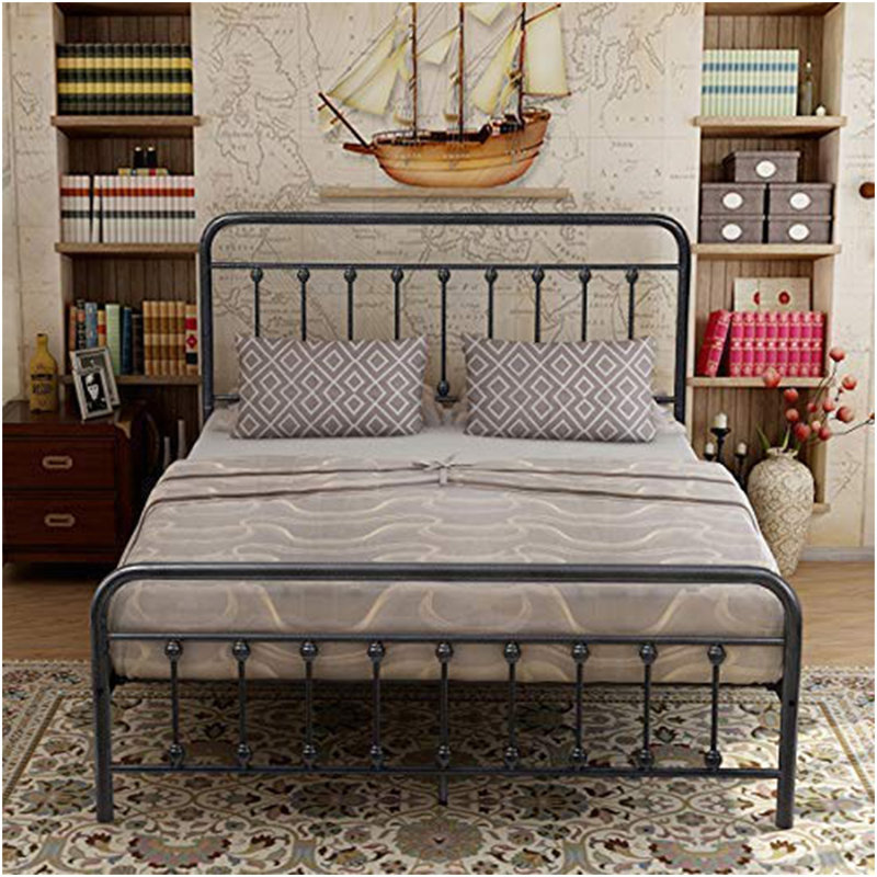 Base de lit en métal plateforme grand lit sans sommier tapissier avec support de lattes en acier de qualité supérieure