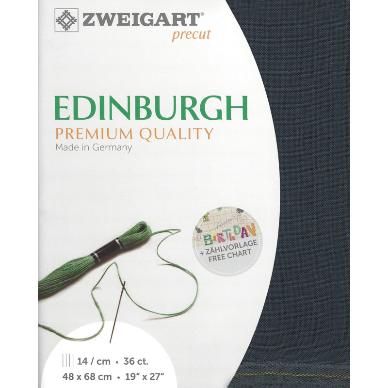 Prédécoupé 36 gris anthracite Zweigart Edinburgh 3217/7026, Gris
